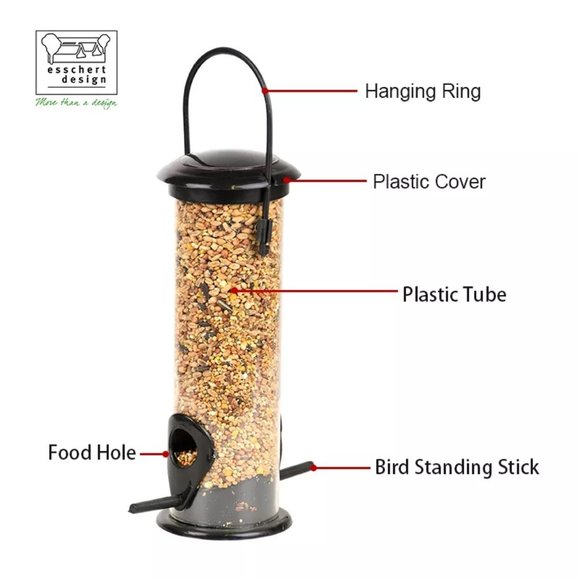 Upright Bird Feeder Hanging Seed Feeder Shatter Proof Easy Clean - Picture 4 of 6